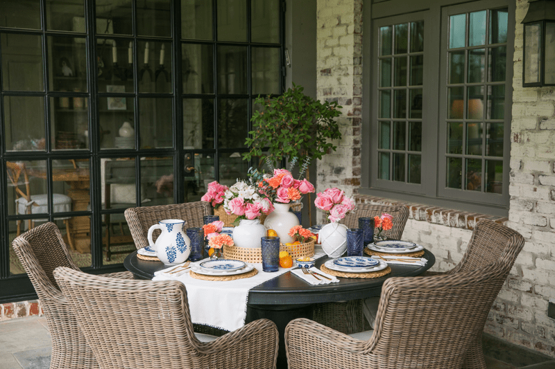 Blue Block Print Pitcher | Mud Pie Stoneware