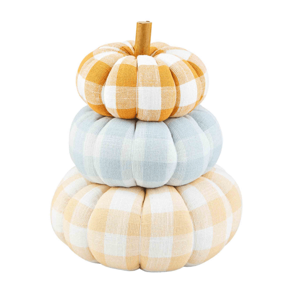 Mud Pie Gingham Stacked Pumpkins - Thumbnail 3