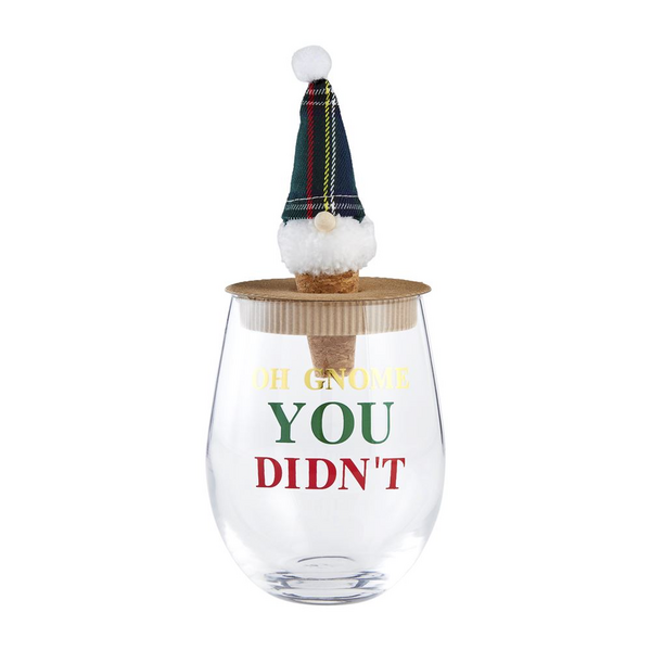 You Didn't Wine Glass and Gnome Stopper Set
