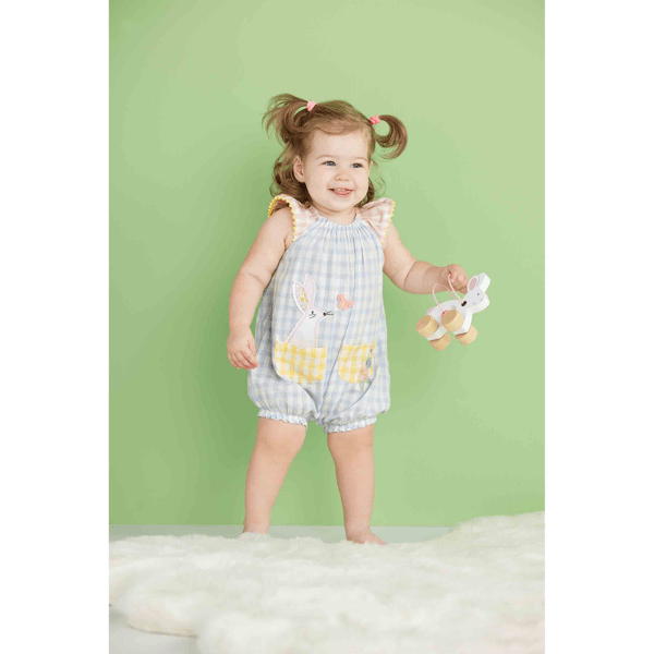 Bunny Gingham Baby Romper Mud Pie