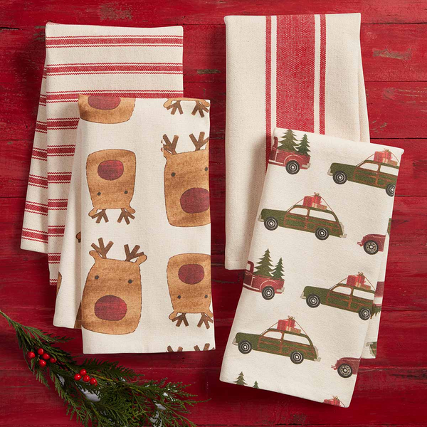 Mud Pie Christmas Kitchen Dish Towels Set Of 2 Assorted - Set H