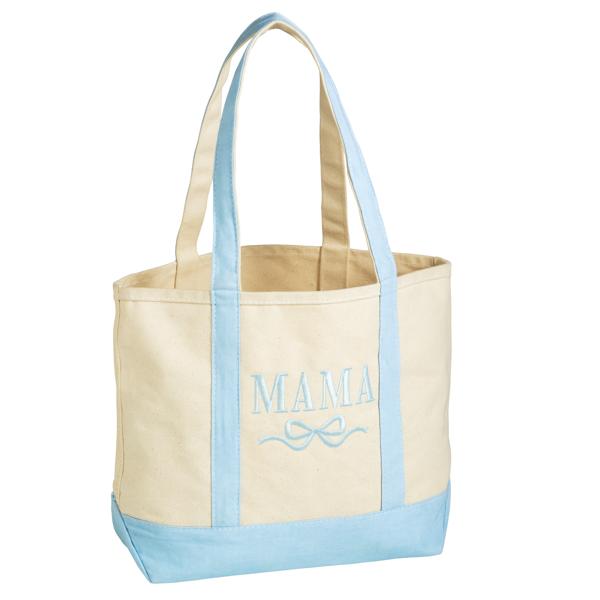 Blue Mama Embroidered Canvas Tote Bag | Mud Pie