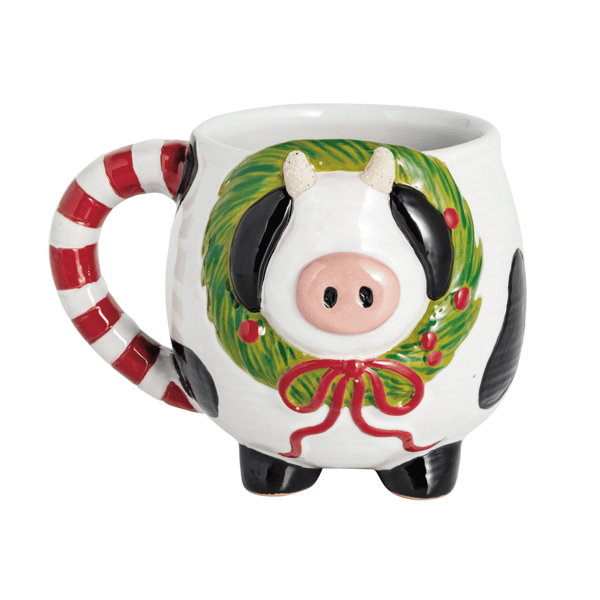 Christmas Pig Mug | Fun Stoneware Drinkware | Mud Pie