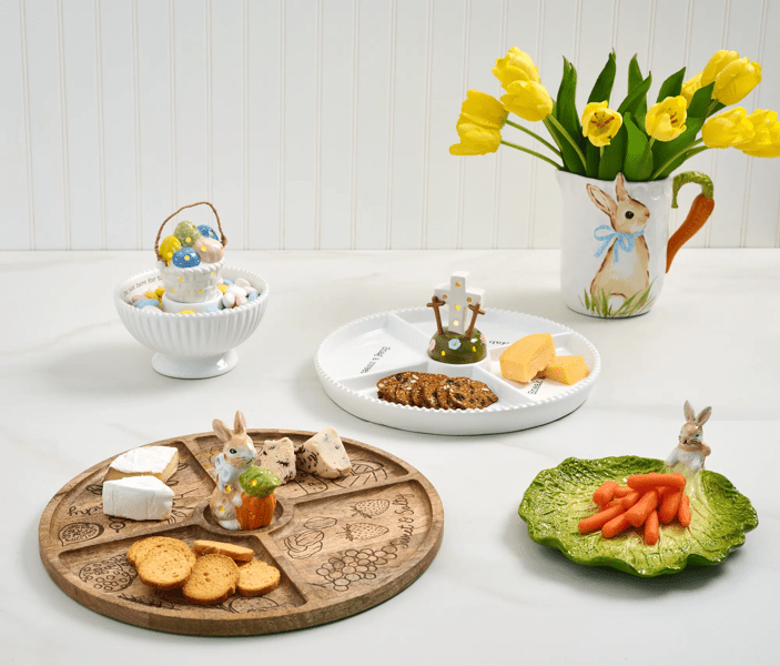 Bunny Carrot Handle Pitcher | Glazed Stoneware Jug | Mud Pie