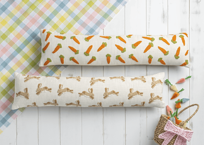 Mud Pie Bunny Embroidery Pillow