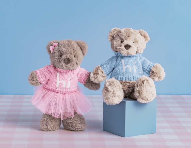 Plush Hi Baby Blue Bear | Soft Plush Bear Baby Gift | Mud Pie
