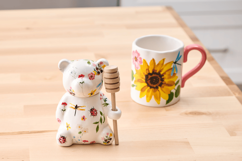 Floral Bear Honey Jar Set