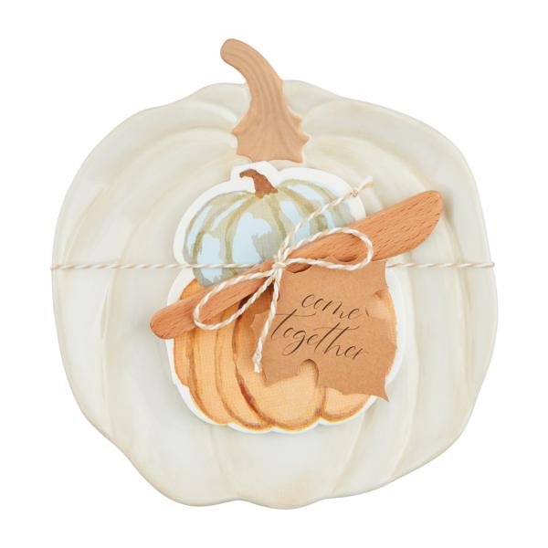 Cream Pumpkin Cheese Plate Set