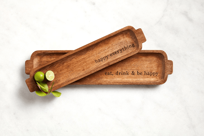 Happy Wood Tray Set