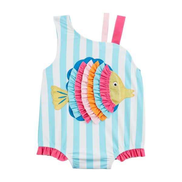 Girls' Glitter Fish Applique Swimsuit