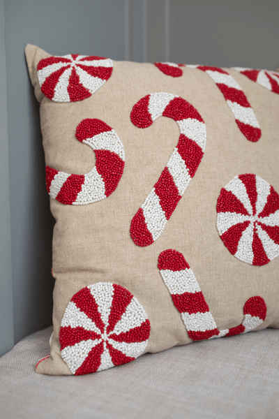 Candy Cane Beaded Pillow - Thumbnail 2