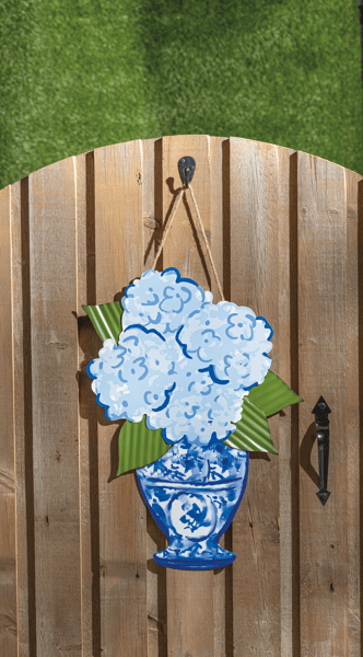 Hydrangea Tin Door Hanger | Spring Floral Front Door Charm | Mud Pie