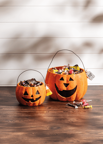 Mache Pumpkin Treat Buckets - Set of 2 | Mud Pie