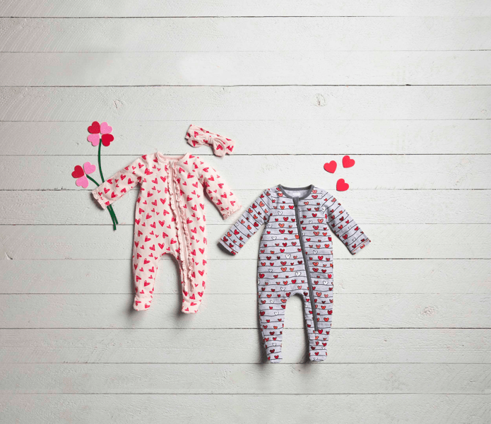 Valentine's Pink Baby Sleeper Mud Pie