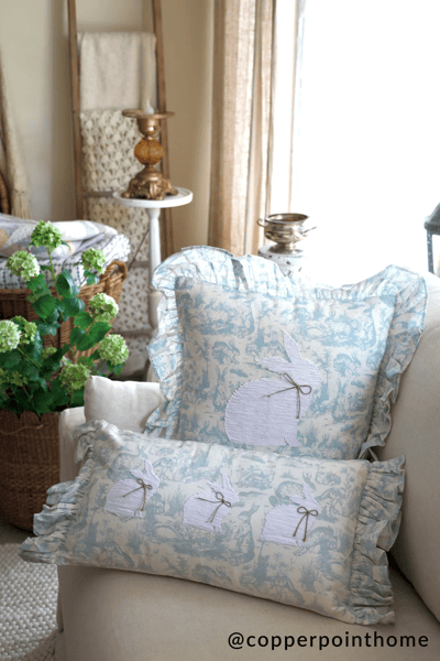 Mud Pie Toile Bunny Pillow - Thumbnail 4