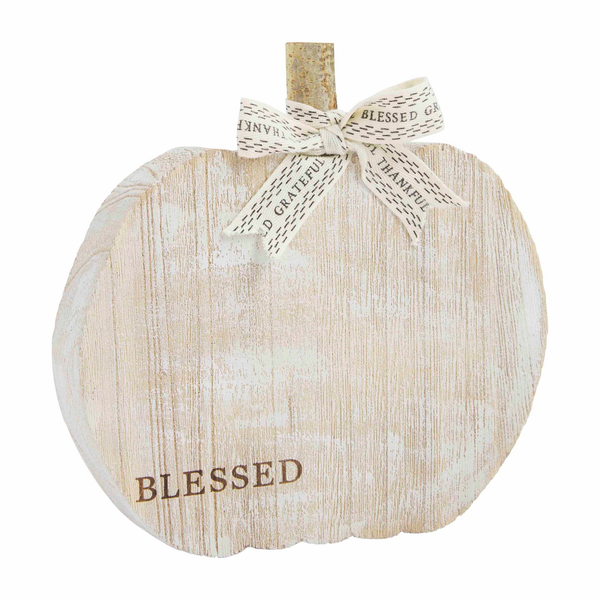 Distressed Blessed Pumpkin Plaque | Mud Pie