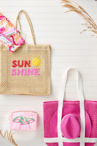 Sun Shine Woven Tote Bag | Hand Applied Icon & Verbiage