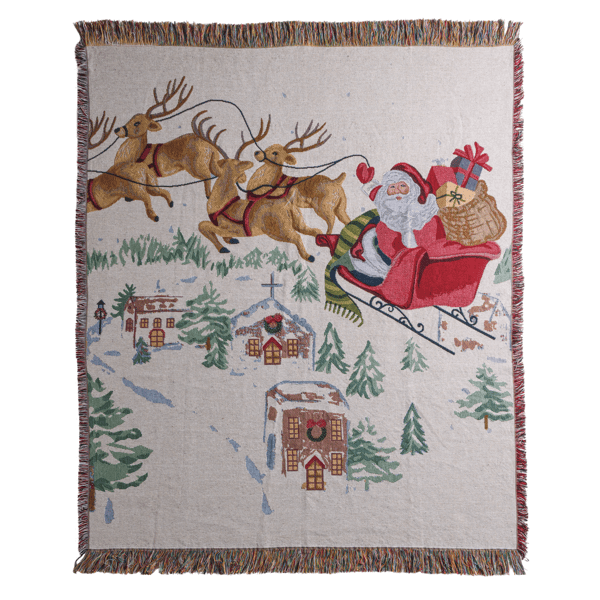 Classic Christmas Jacquard Woven Cotton Blanket | Mud Pie