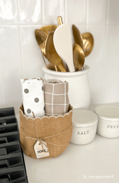 Polka Dot Jute Towel Bucket - Thumbnail 3