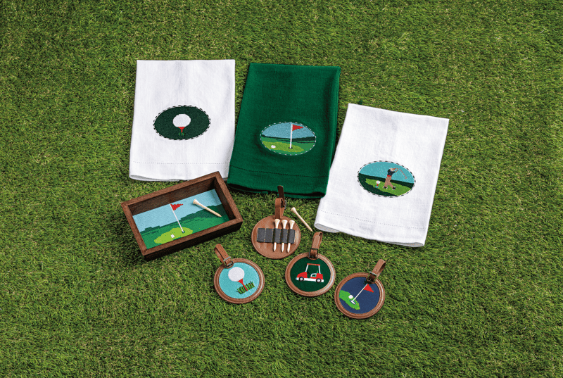 Mud Pie Golf Ball Needlepoint Towel