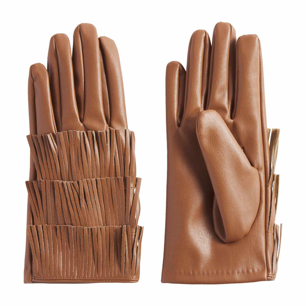 Faux Leather Fringe Gloves