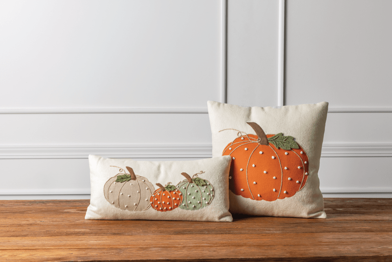 Lumbar French Knot Pumpkin Pillow Fall Decor Mud Pie