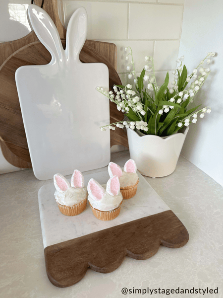 Mud Pie Scalloped Wood Marble Board - Thumbnail 4