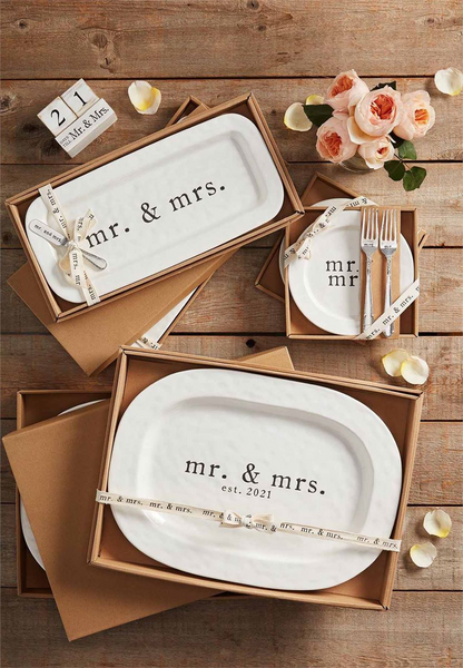 Mr. & Mrs. Ceramic Tray Set | Mud Pie