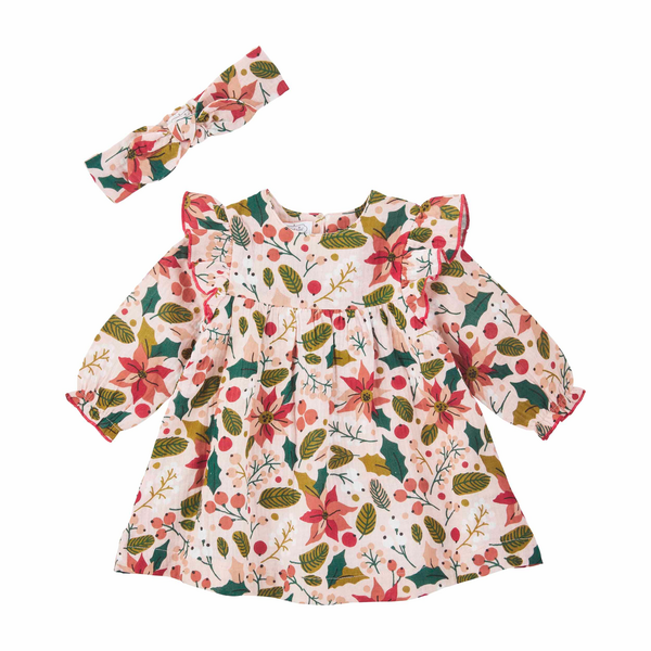 Girl's Poinsettia Dress Set