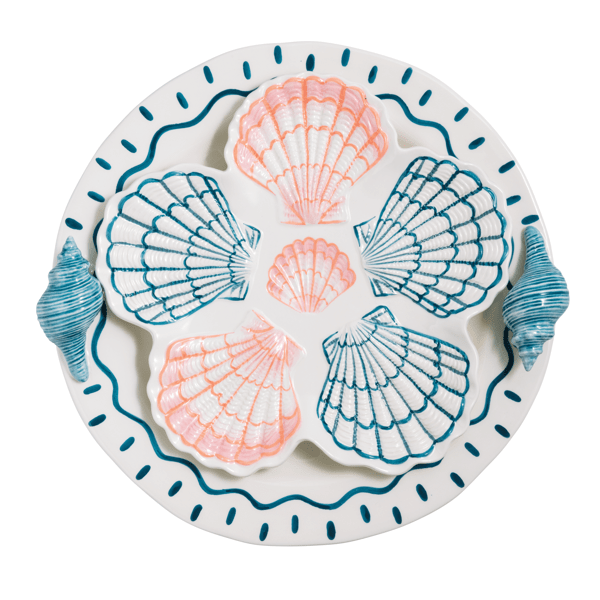 Seashell Nested Platter Set for Coastal Dining and Decor | Mud Pie
