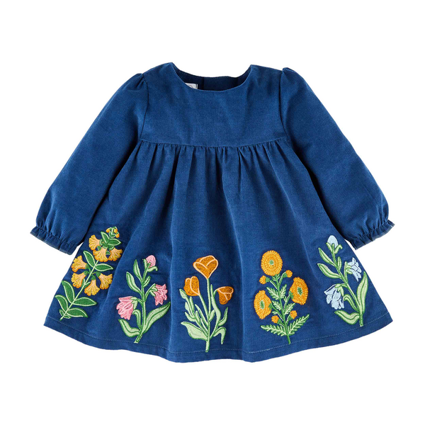 Fall Floral Embroidered Toddler Dress