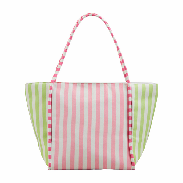 Pink Striped Cooler Tote