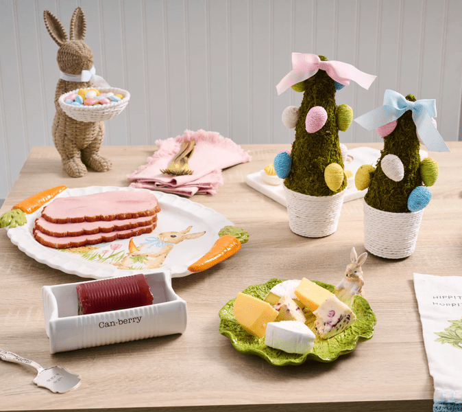 Mud Pie Bosso Bunny Sitter – Coniglietto Decorativo In Verde, Con Fiocco Di Iuta E Base In Rattan 25,4 Cm