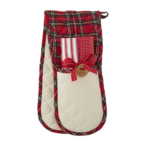 KATE SPADE Oven Mitt And Kitchen Towel Set Red White Fruit Pie Themed Slice