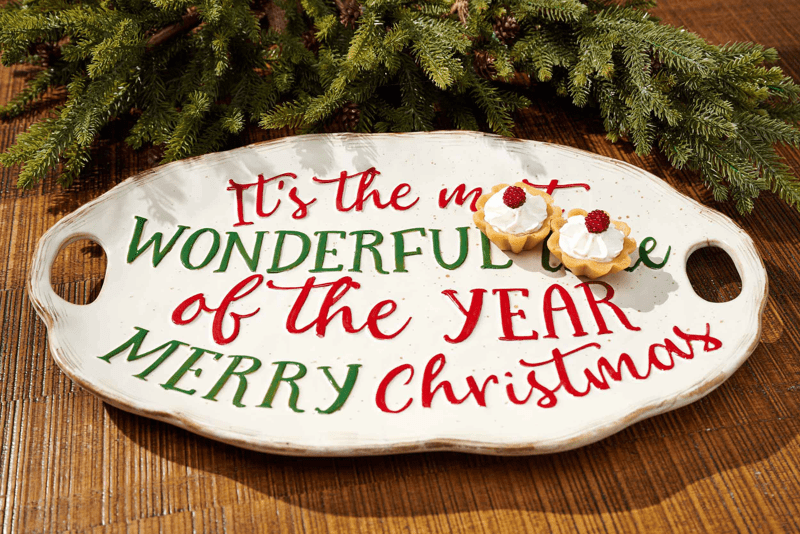 Farmhouse Christmas Platter Set Mud Pie Christmas Platter Set