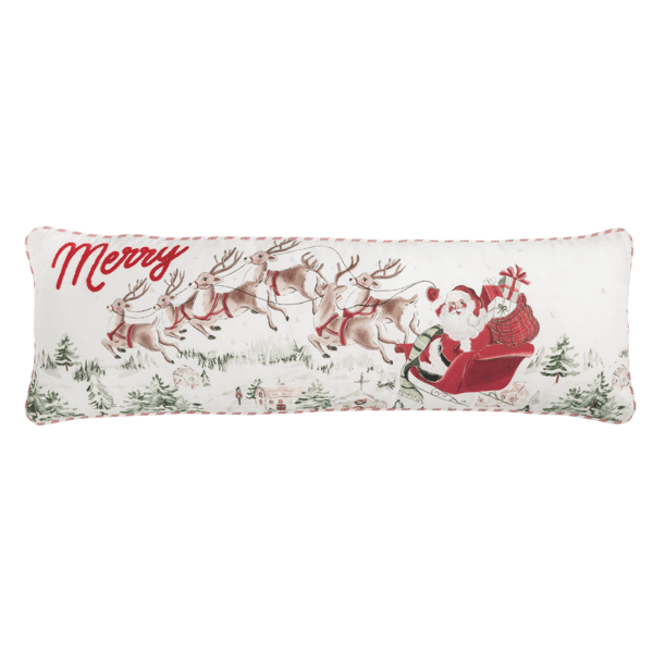 Mudpie Seasons Greetings Embroidered Long Pillow