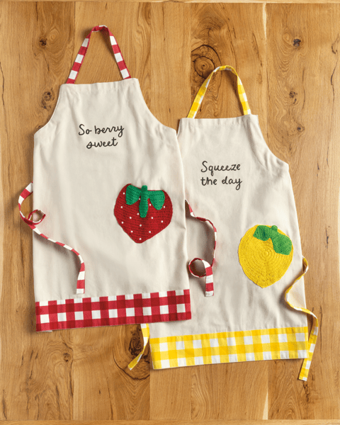 Strawberry Pocket Apron | Canvas Apron with Front Pocket | Mud Pie