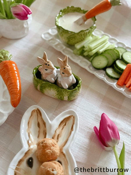 Bunny Salt & Pepper Set | Hand-Painted 3pc Stoneware | Mud Pie