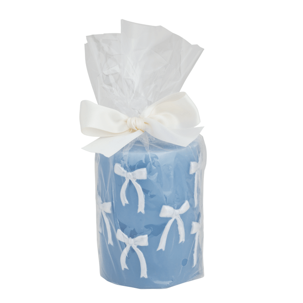 Blue Base Bow Pillar Candle