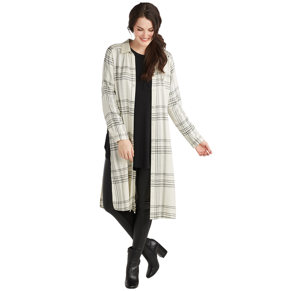 Isadora Button-Down Duster in Plaid