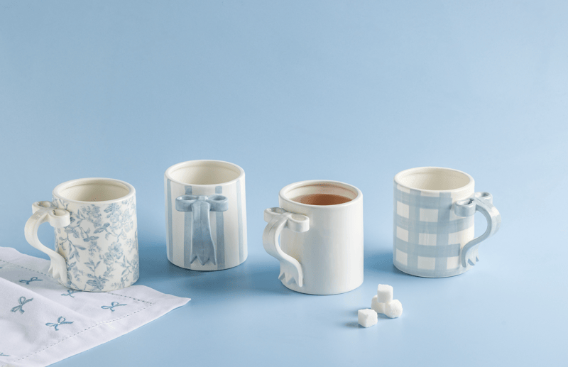 Mud Pie Gingham Bow Handle Mug - Thumbnail 3