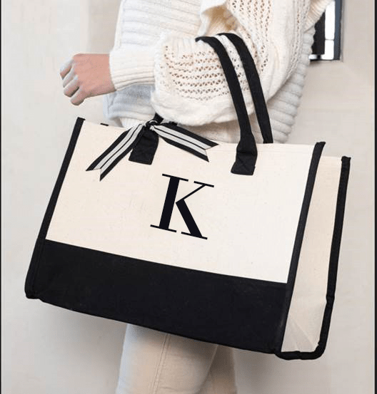 K Initial Canvas Tote - Thumbnail 2