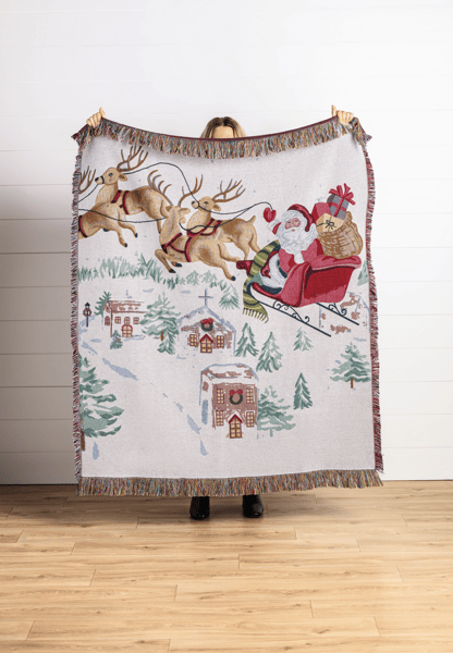 Classic Christmas Jacquard Woven Cotton Blanket | Mud Pie