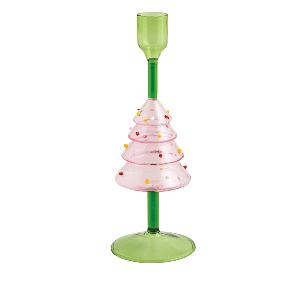 Glass Christmas Tree Taper Holder