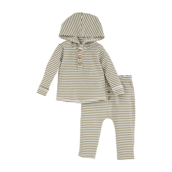 Green Stripe Hoodie And Baby Outfit