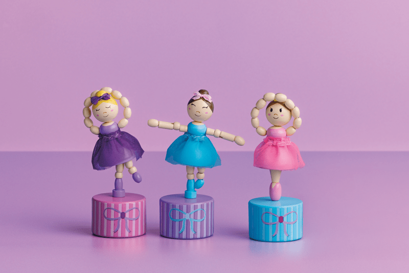 Make Playtime Magical with Pink Wooden Ballerina Toy | Mud Pie