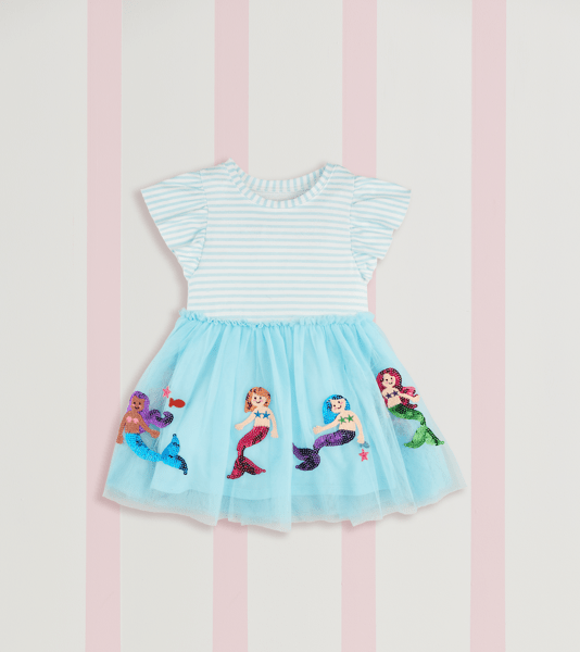 chinese dress ladies Posh Peanut Disney's The Little Mermaid Magical Mermaid Twirl Bodysuit Dress in Blue, 18-24 Mo, Viscose from Bamboo main image 0