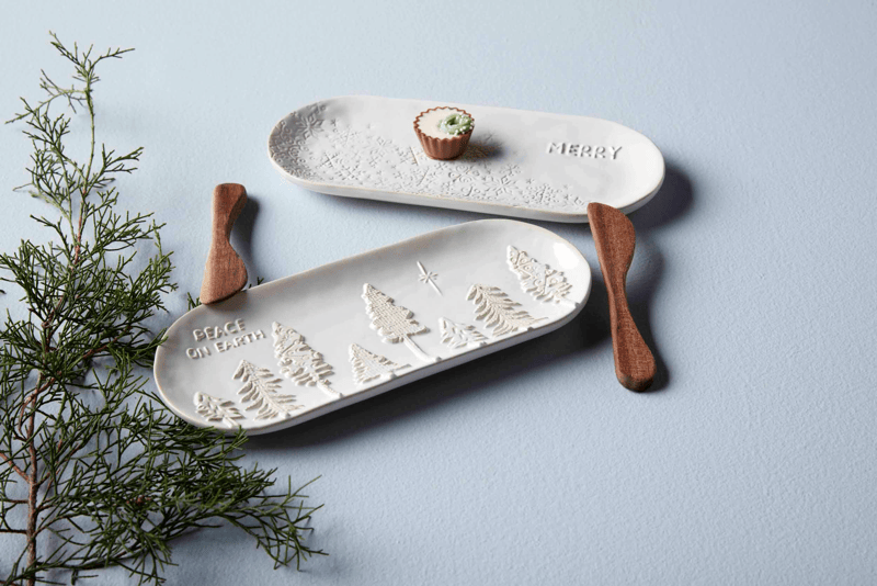 Peace White Christmas Everything Dish Set | Mud Pie
