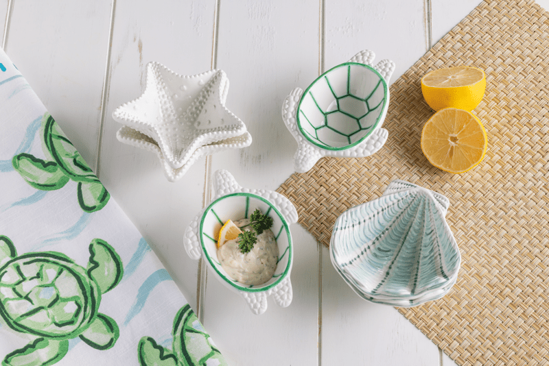 Starfish Figural Tidbit Bowls | Stoneware Set for Snacks | Mud Pie