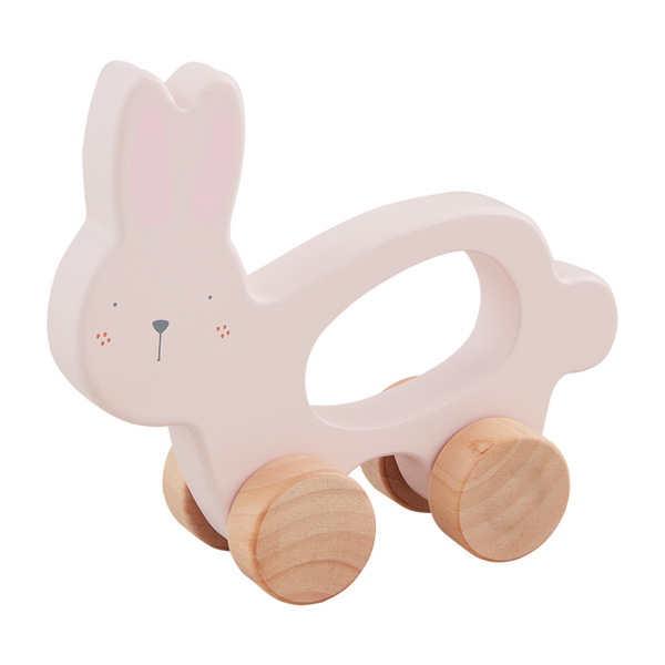 Pink Wood Bunny Pull Toy